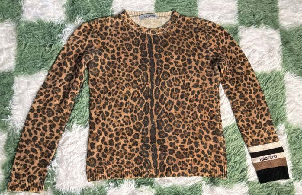 Valentino Leopard Print Cashmere Wool Sweater
